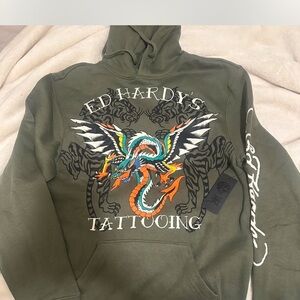 Ed Hardy Men's Green Hoodie